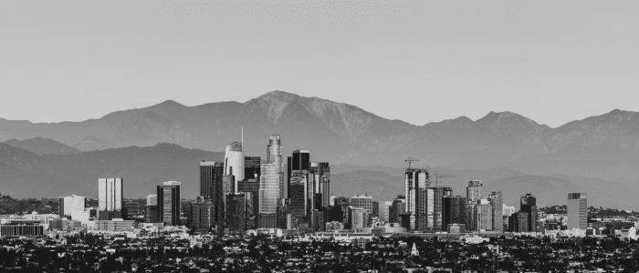Los Angeles skyline in grayscale